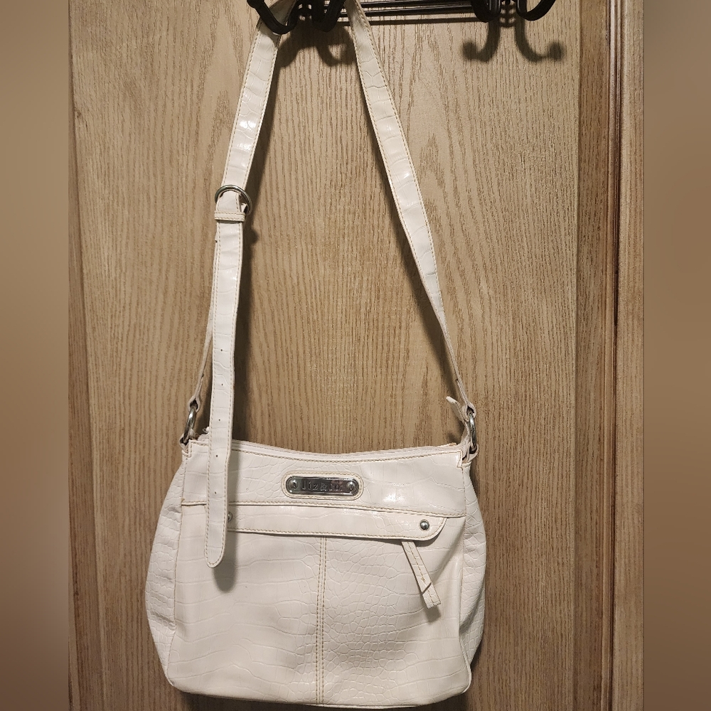 Liz Claiborne Cream Shoulder Bag with Silver Hardware
